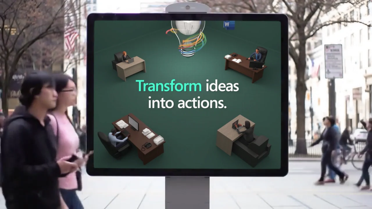 Microsoft / SharePoint creative in a street screen placement visualization.